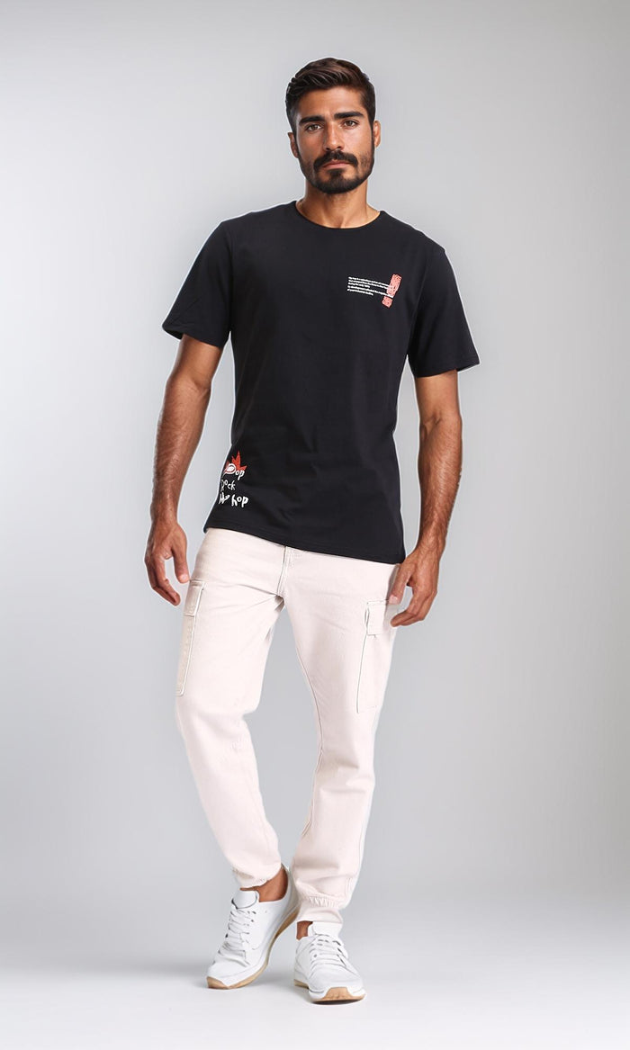 R209379 - Cotton Regular Fit Slip On Tee - Black