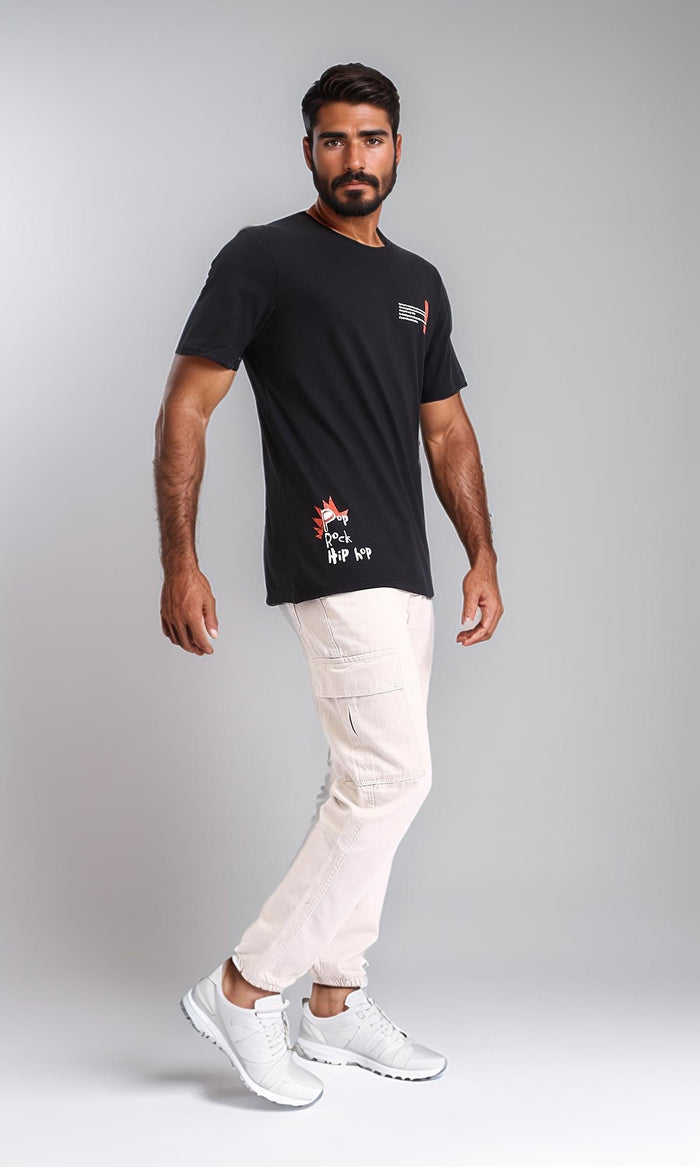 R209379 - Cotton Regular Fit Slip On Tee - Black
