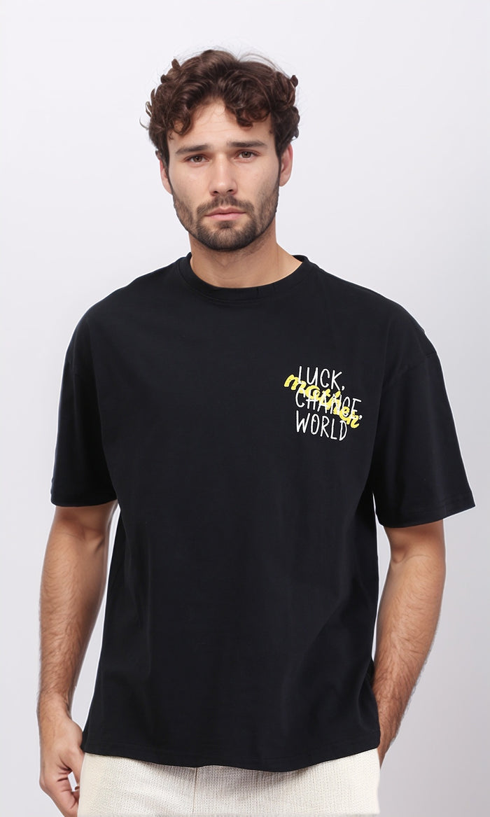 Slip On Printed Summer Tee - Black
