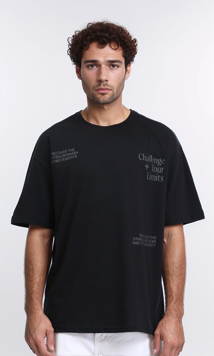 Relaxed Fit Slip On Cotton Tee - Black