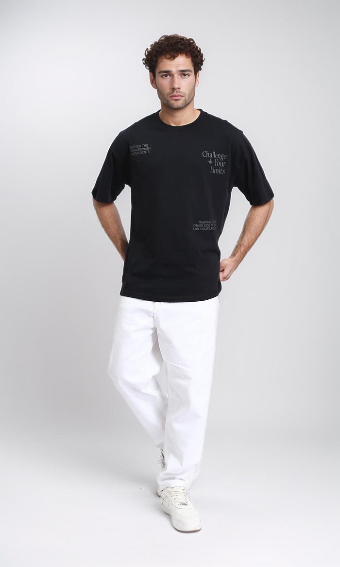 R209412 - Relaxed Fit Slip On Cotton Tee - Black