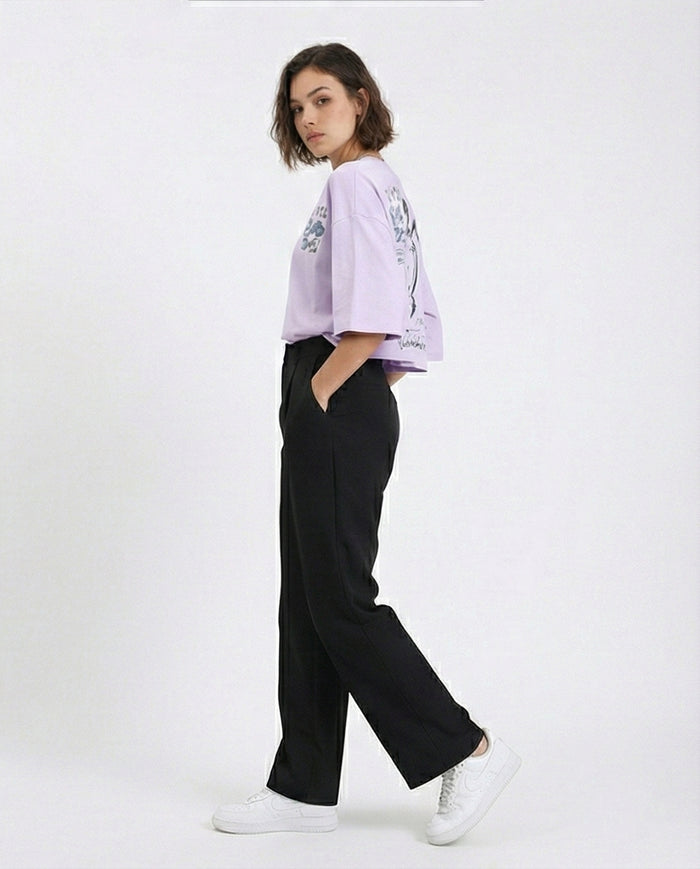 R209490 - Casual Printed Slip On Tee - Light Purple