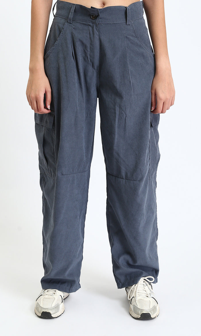 Straight Leg Comfy Cargo Pants - Dark Grey