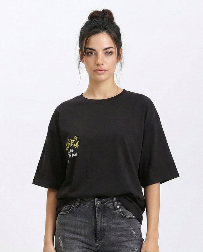 Crew Neck Relaxed Summer Tee - Black