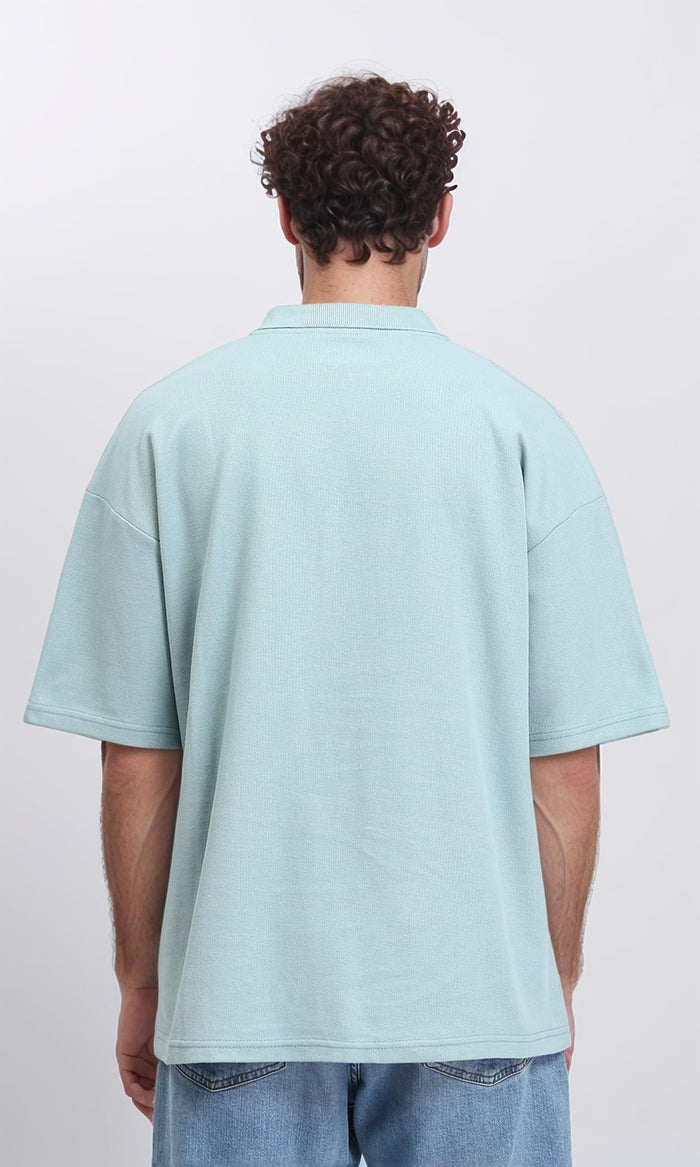 R210631 - Relaxed Fit Zipped Polo Shirt - Mint