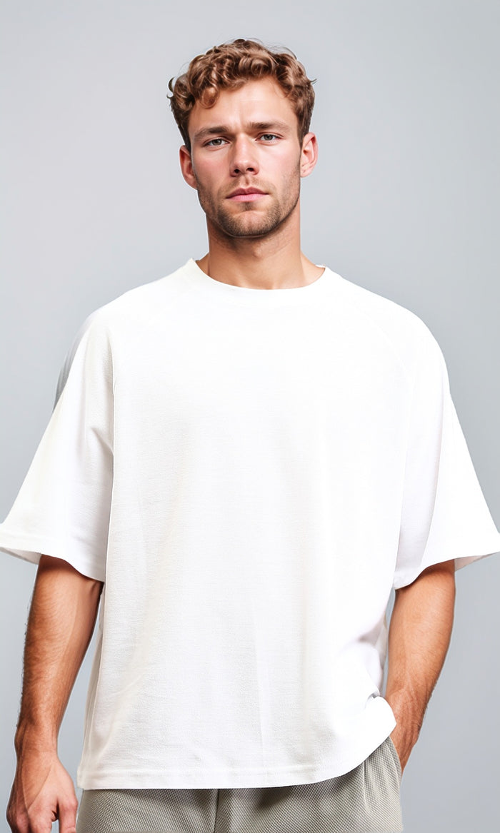 Solid Round Neck Basic Tee - White