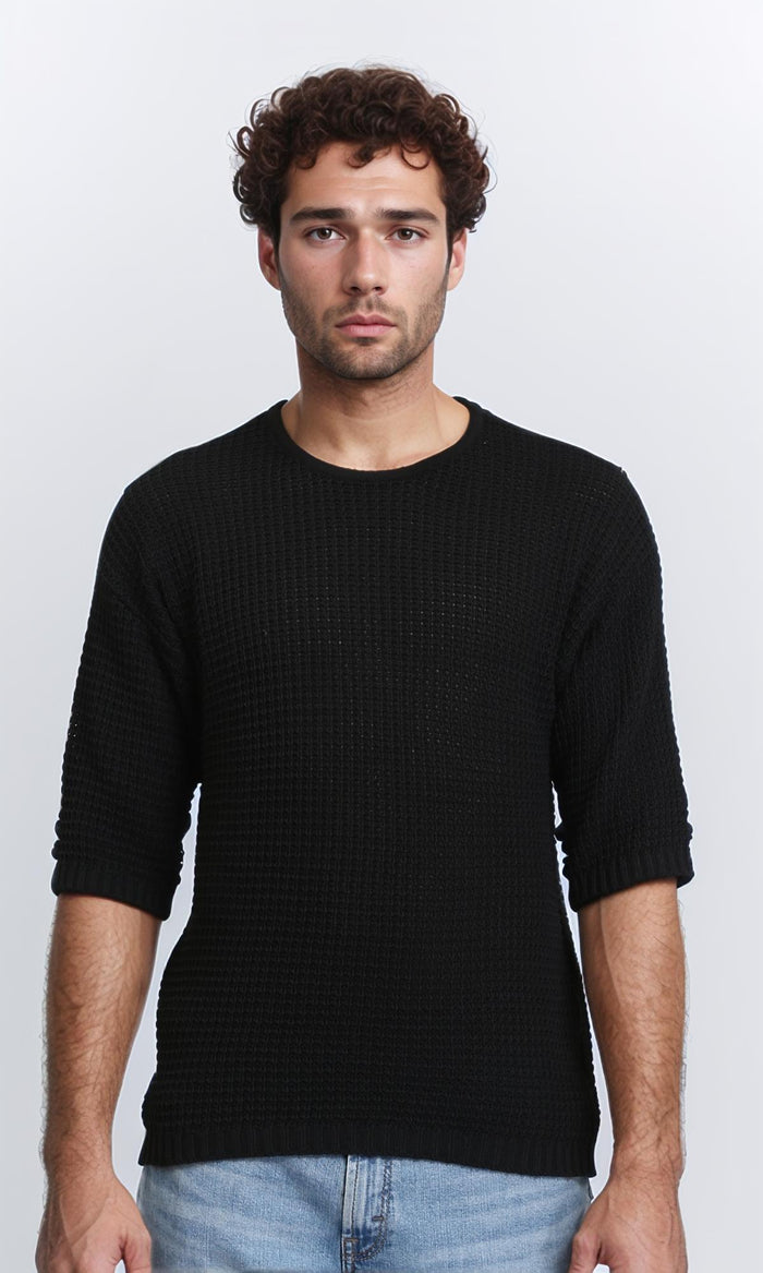 Slip On Summer Perforated Tee - Black