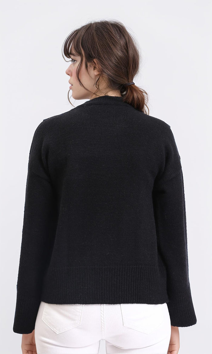 R211032 - Long Sleeves Solid Basic Pullover - Black
