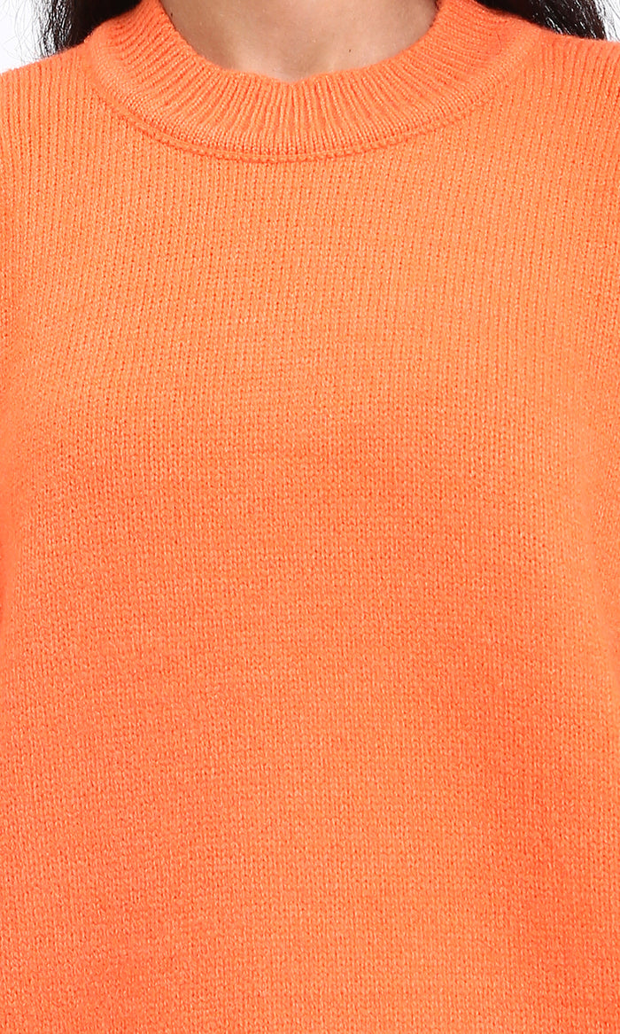 R211034 - Long Sleeves Solid Basic Pullover - Orange