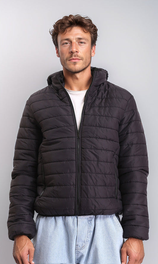 Coziness Regular Fit Puffer Jacket - Black