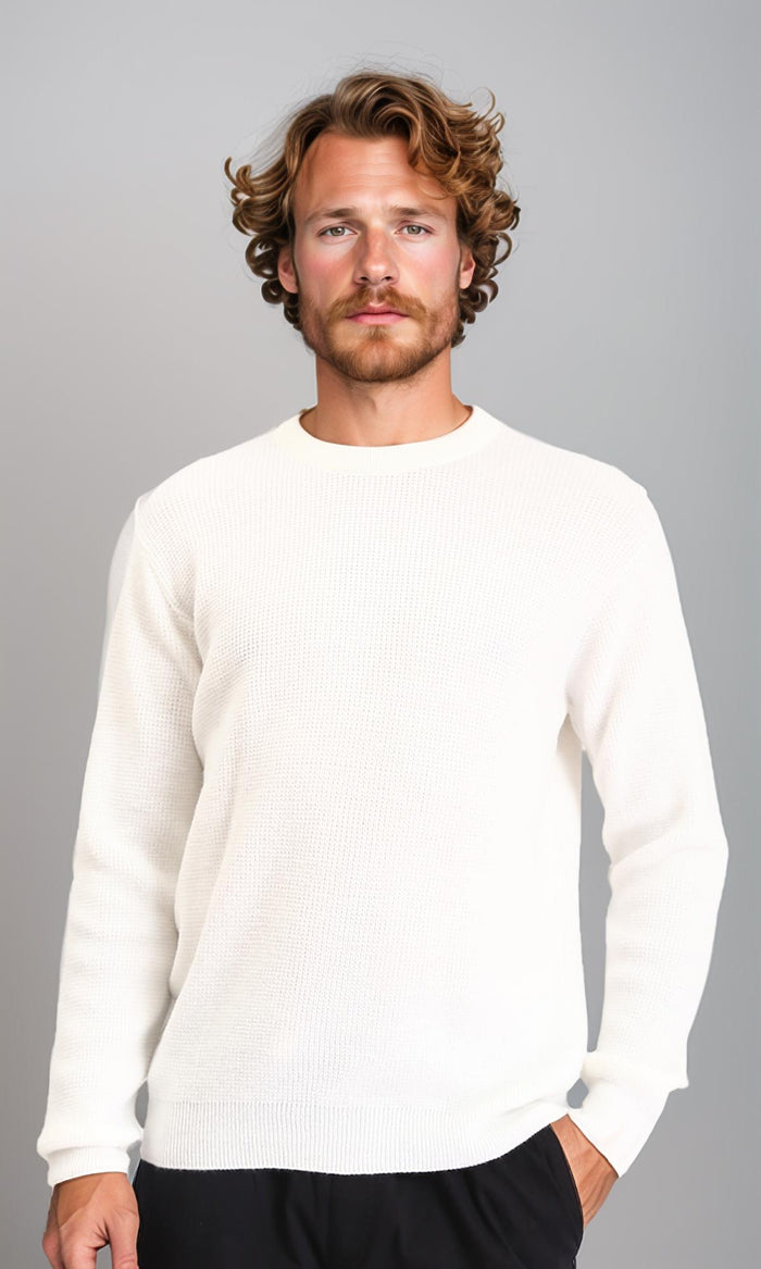 Long Sleeves Slip On Knitted Pullover - Off-White