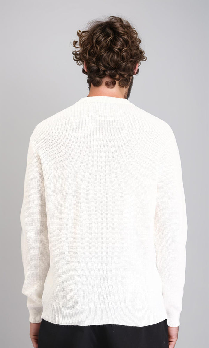 R211356 - Long Sleeves Slip On Knitted Pullover - Off-White