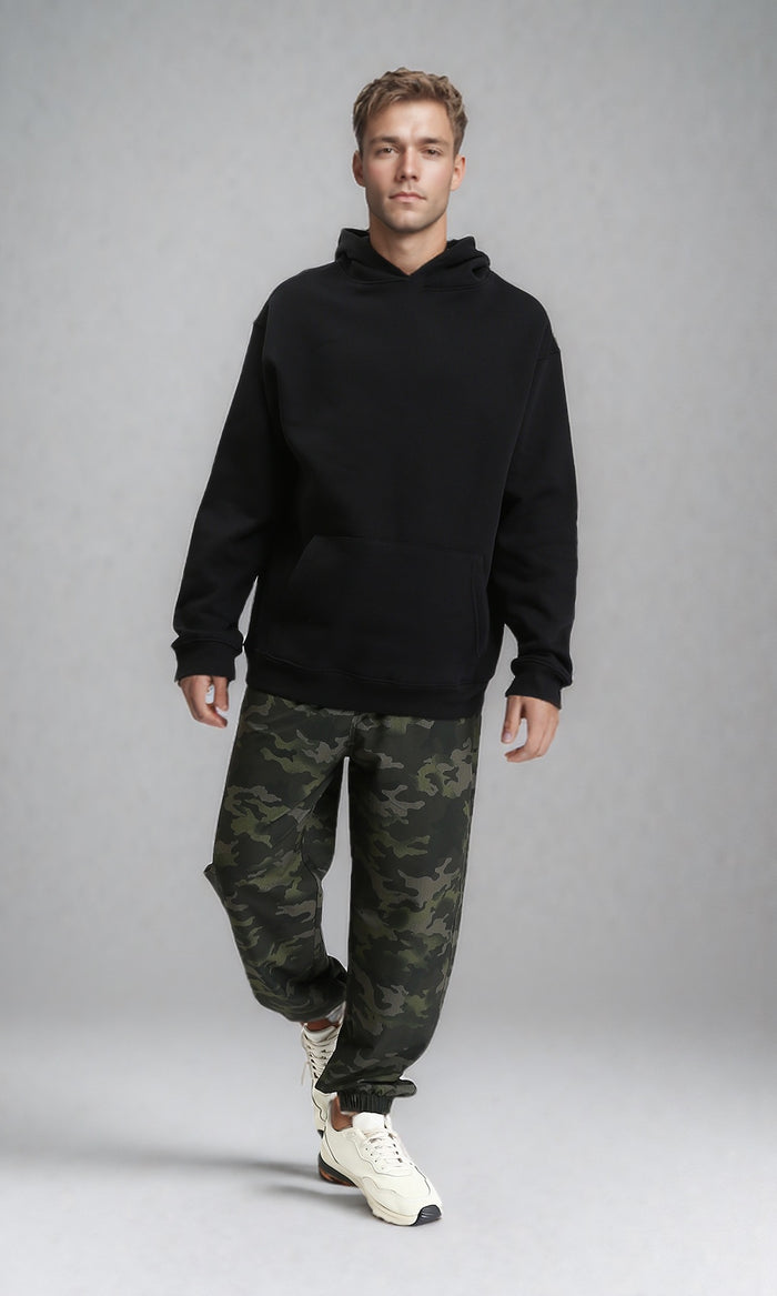 R212019 - Slip On Solid Basic Hoodie - Black