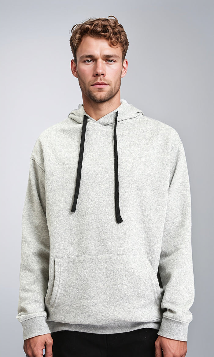 Slip On Comfy Basic Hoodie - Heather Grey