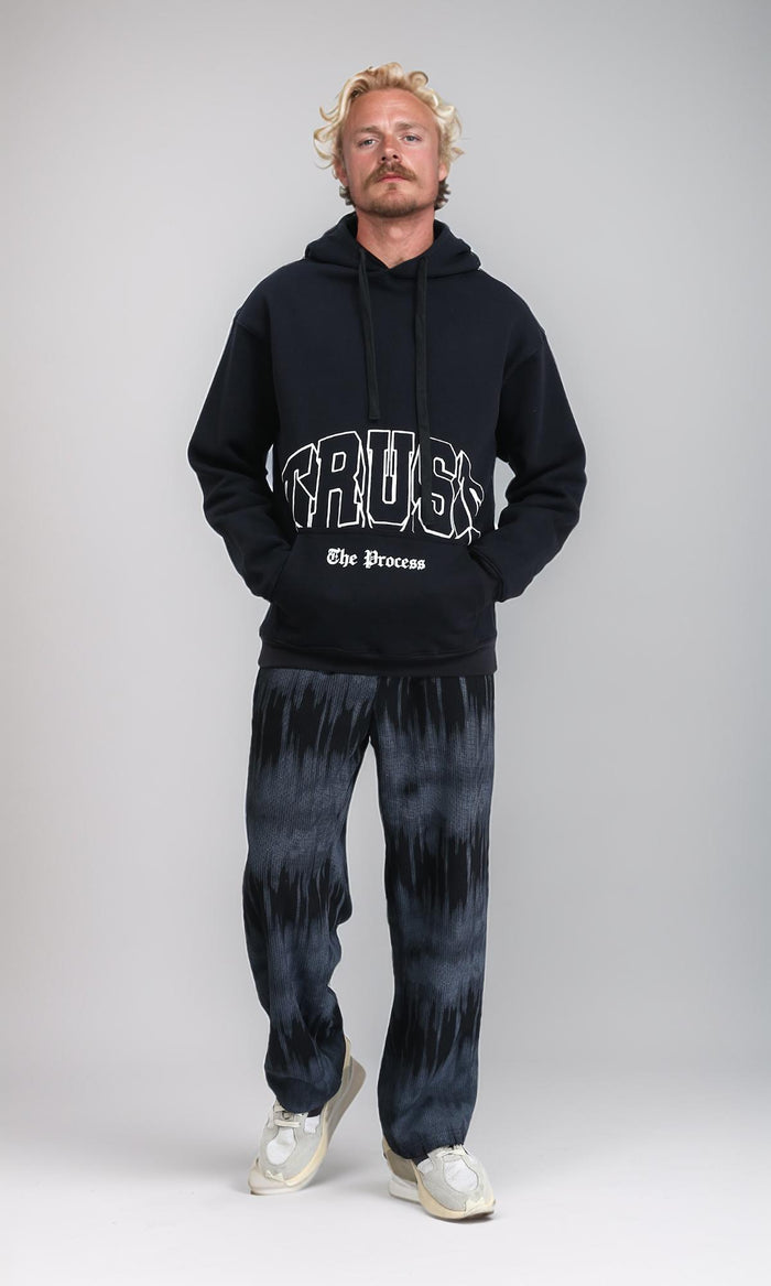 R212185 - "Trust The Process" Print Slip On Hoodie - Black