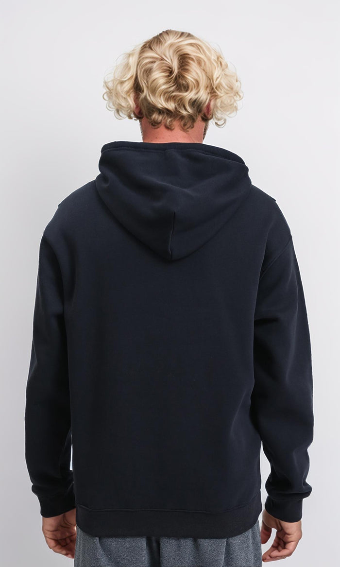 R212186 - Long Sleeves Casual Hoodie with Front Print - Black