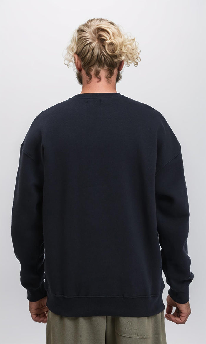 R212198 - "Nirvana" Print Round Neck Sweatshirt - Black