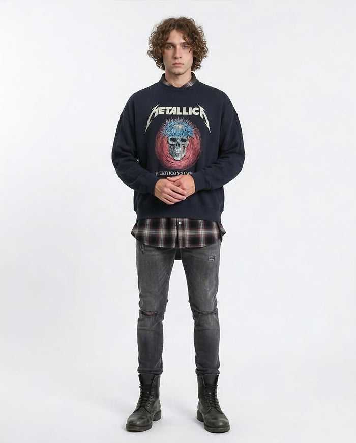 R212203 Ravin x Metallica Oversized "Vertigo" Graphic Sweatshirt – Balck