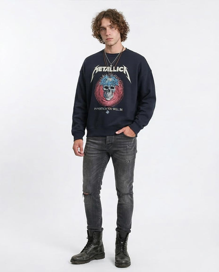 R212203 Ravin x Metallica Oversized "Vertigo" Graphic Sweatshirt – Balck