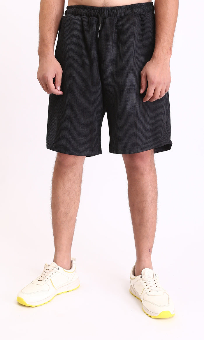 Casual Slip On Drawstring Shorts - Black