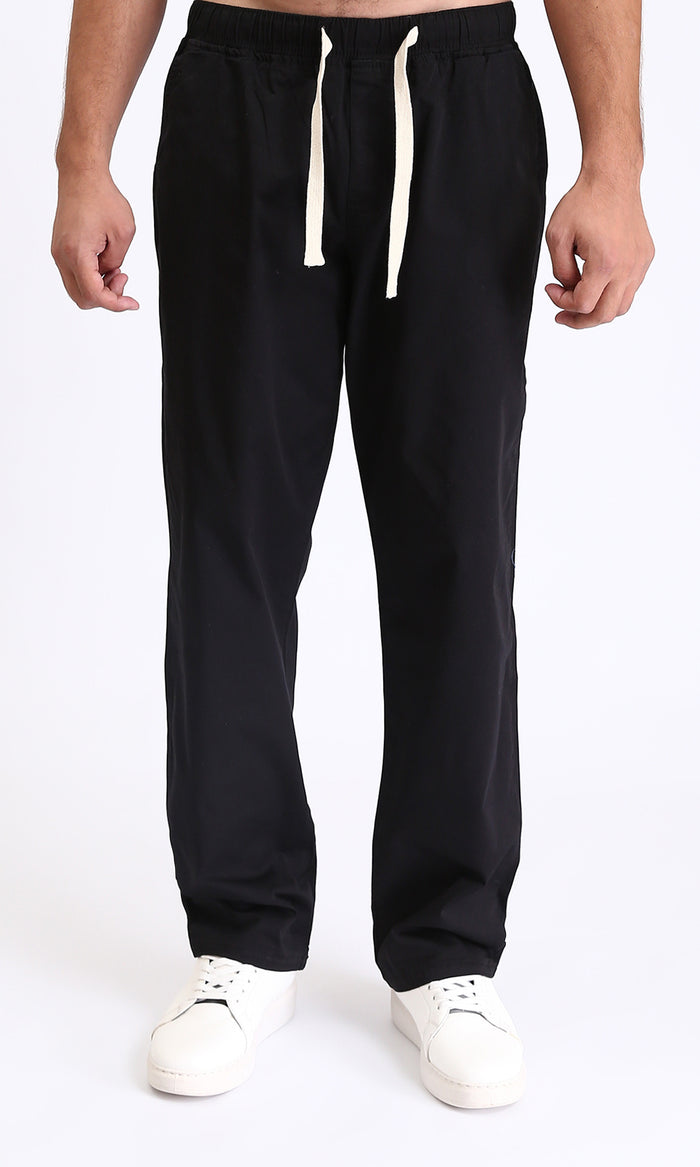Slip On Comfy Pants with Elastic Waist - Black