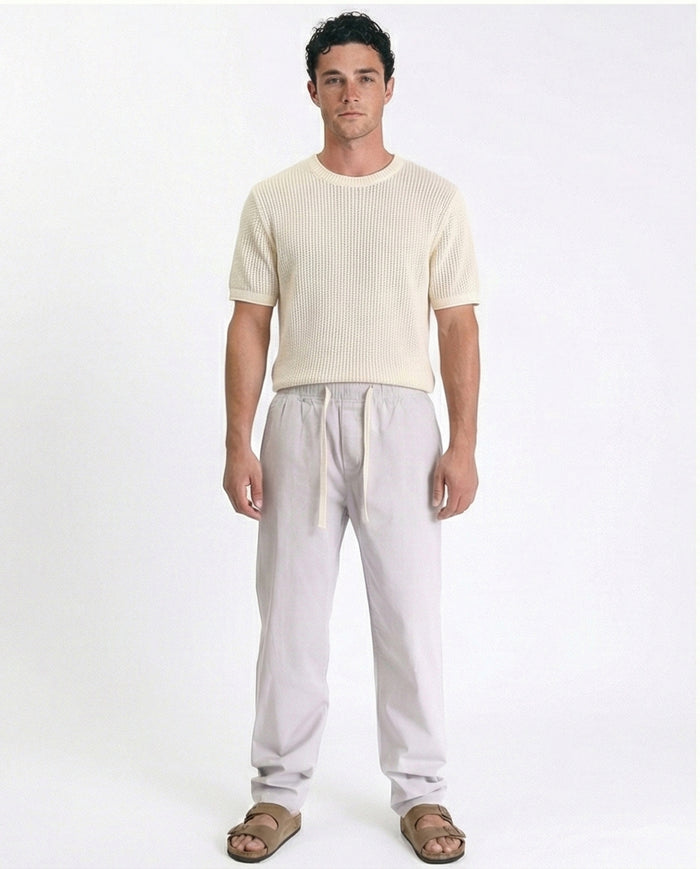 R213319 - Slip On Comfy Pants with Elastic Waist - Light Grey