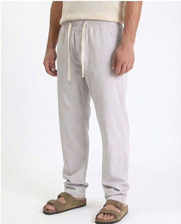 R213319 - Slip On Comfy Pants with Elastic Waist - Light Grey