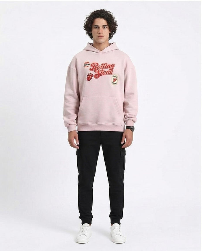 R214276 - "Rolling Stone" Slip On Hoodie - Dusty Rose