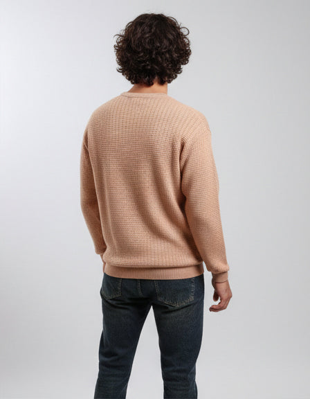 R214481 - Slip On Regular Fit Textured Sweater - Dusty Rose