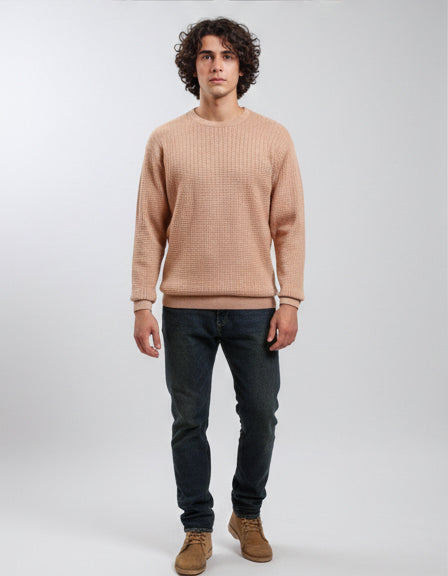R214481 - Slip On Regular Fit Textured Sweater - Dusty Rose