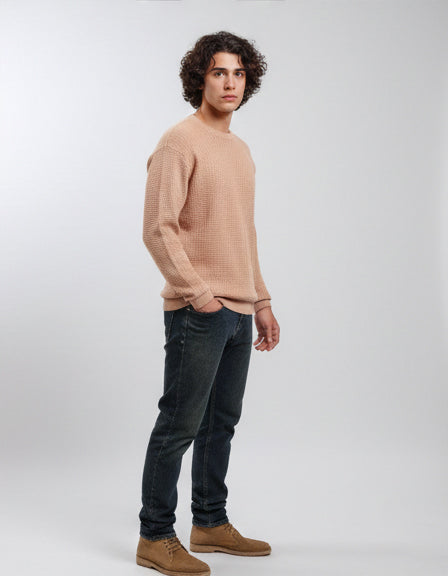 R214481 - Slip On Regular Fit Textured Sweater - Dusty Rose