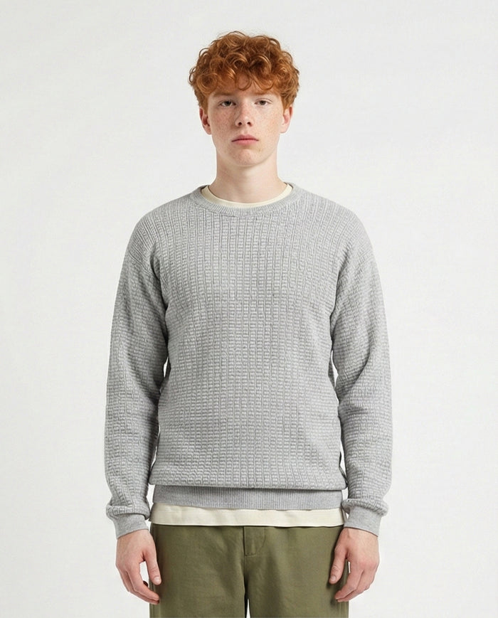 Slip On Regular Fit Textured Sweater - Light Grey