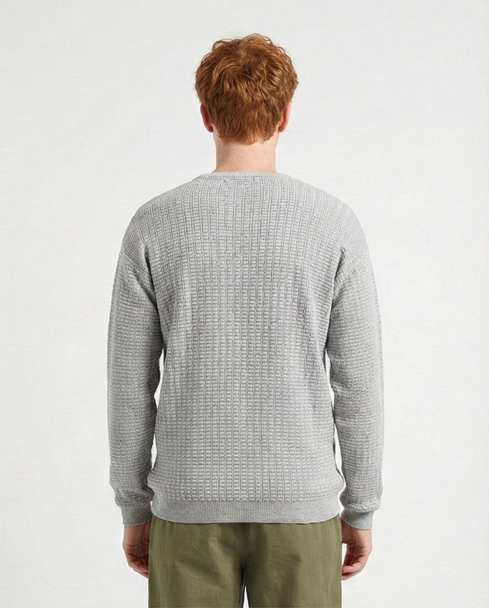 R214483 - Slip On Regular Fit Textured Sweater - Light Grey