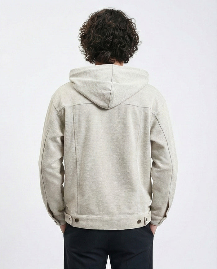 R214590 - Light Ribbed Slip On Hoodie - Heather Grey