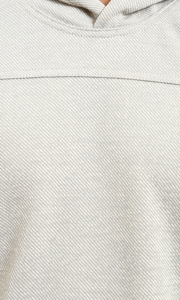 R214590 - Light Ribbed Slip On Hoodie - Heather Grey