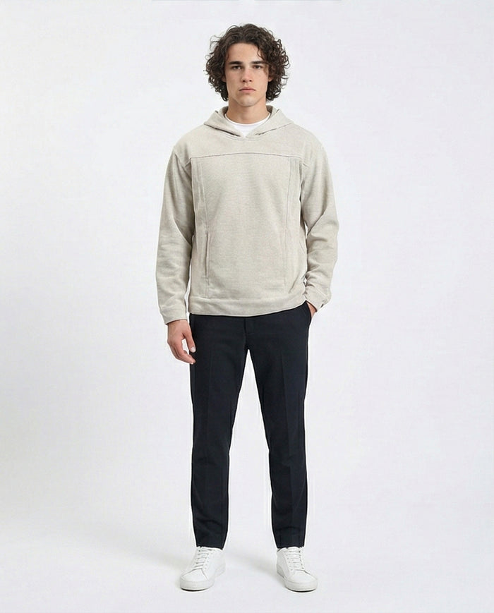 R214590 - Light Ribbed Slip On Hoodie - Heather Grey