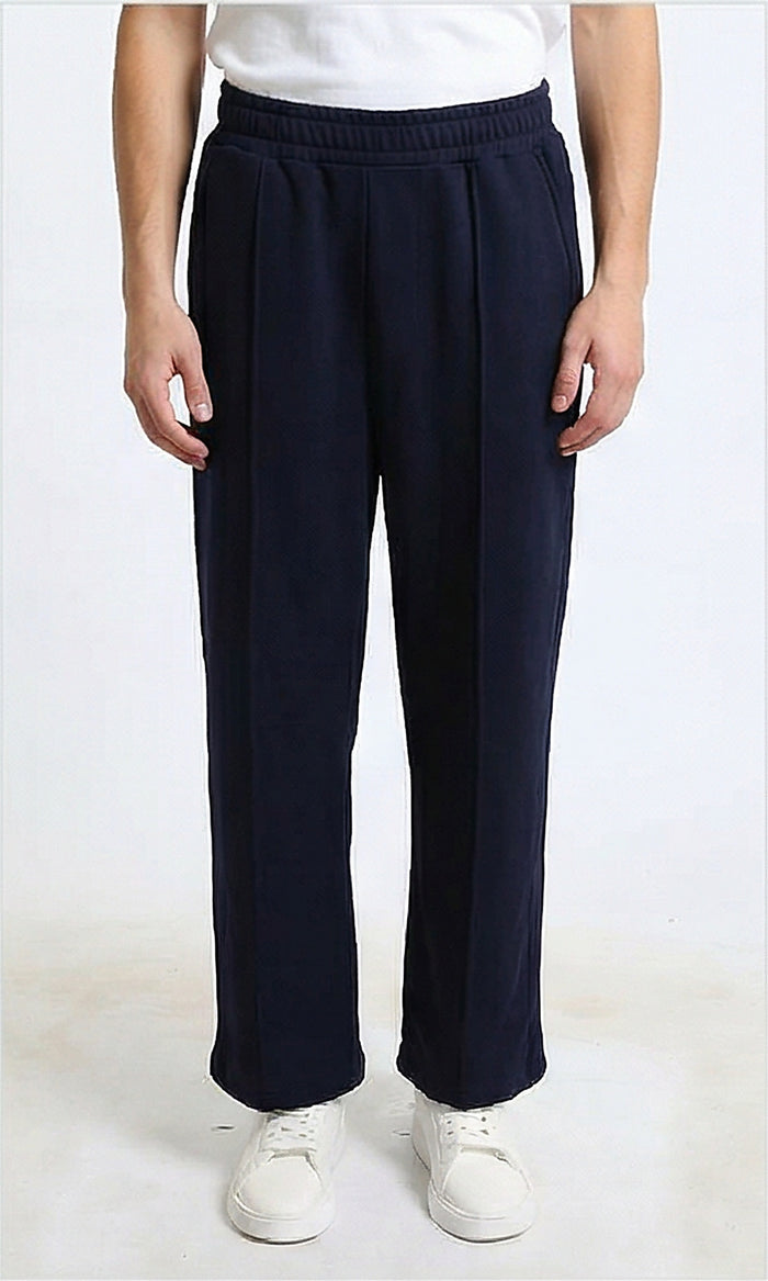 Elastic Waist Comfy Cotton Pants - Navy Blue