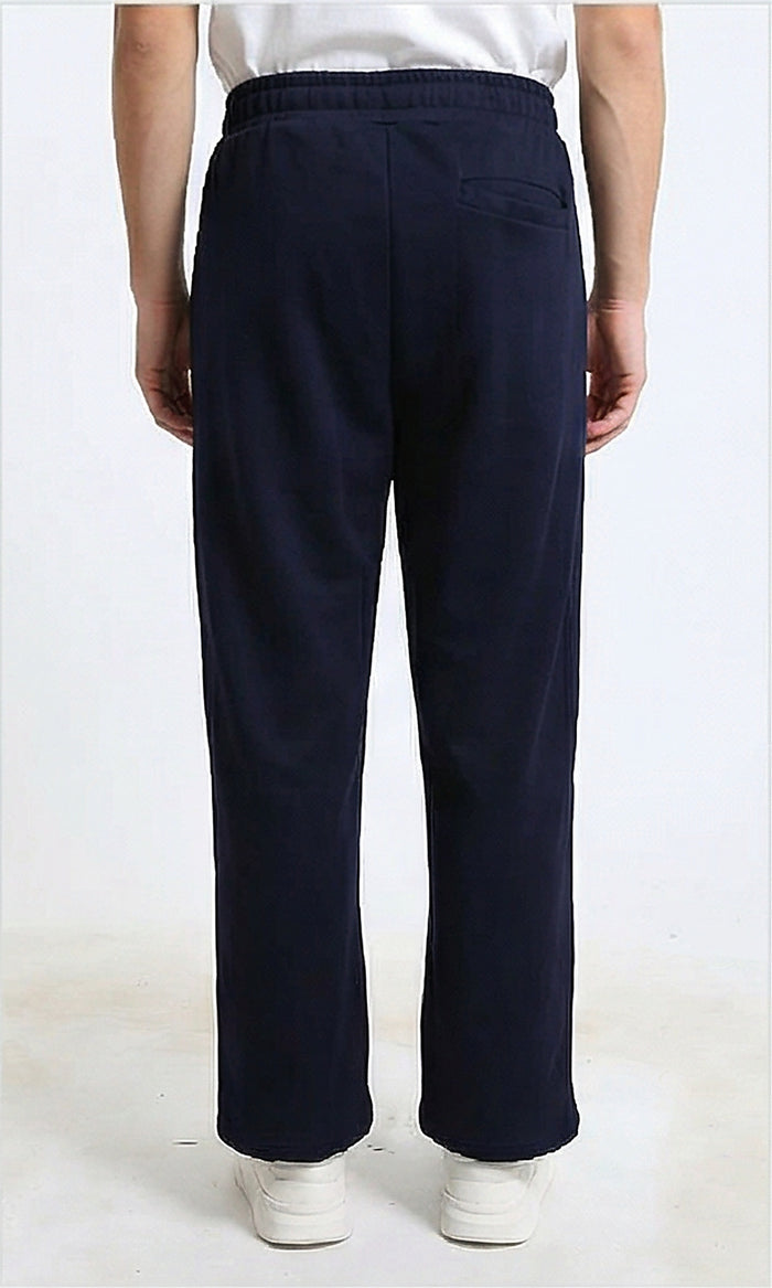 R215217 - Elastic Waist Comfy Cotton Pants - Navy Blue