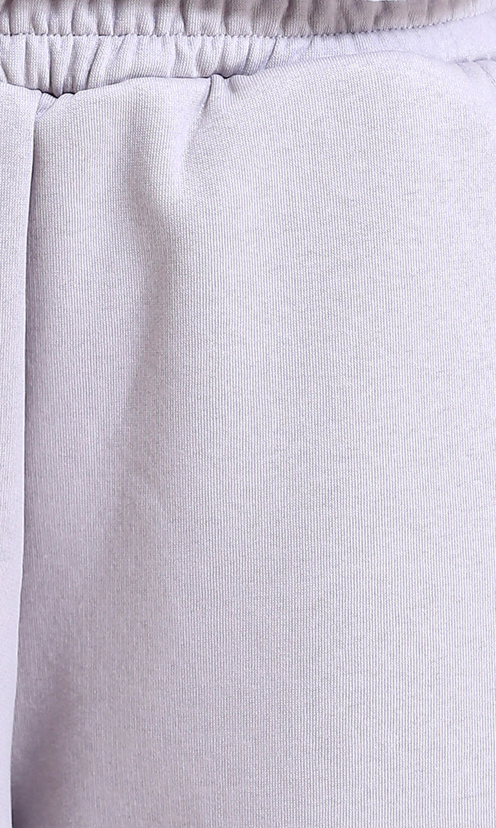 R215219 - Solid Cotton Wide-Leg Pants - Light Grey