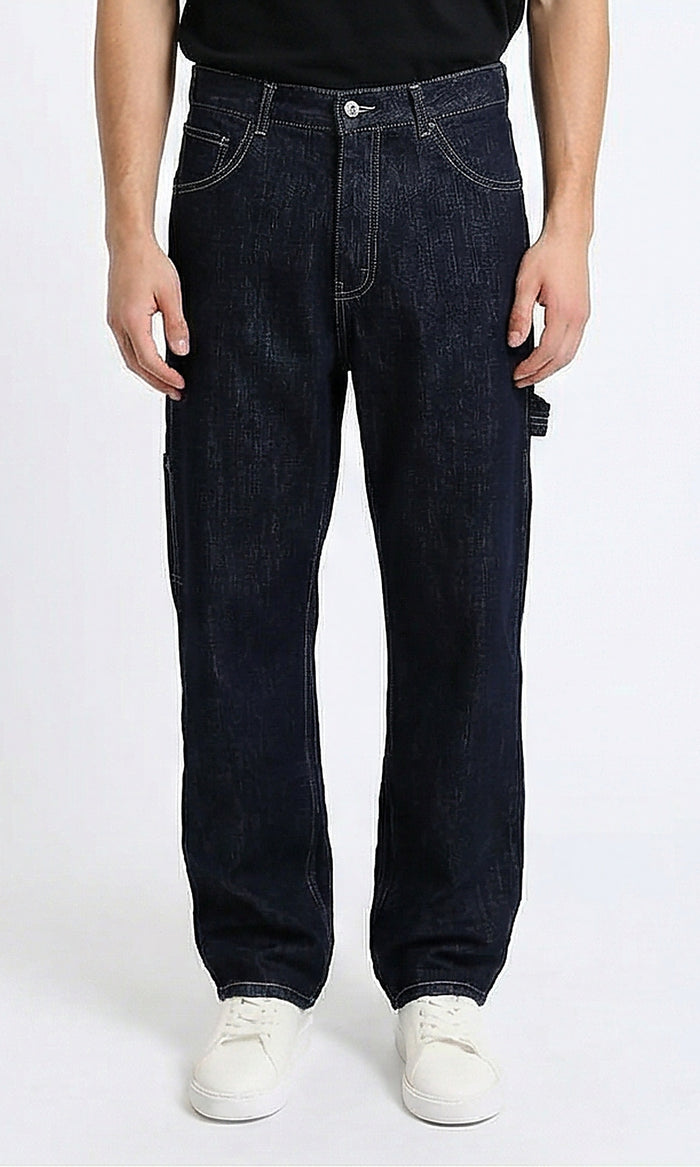 Regular Fit Casual Cotton Jeans - Dark Navy Blue