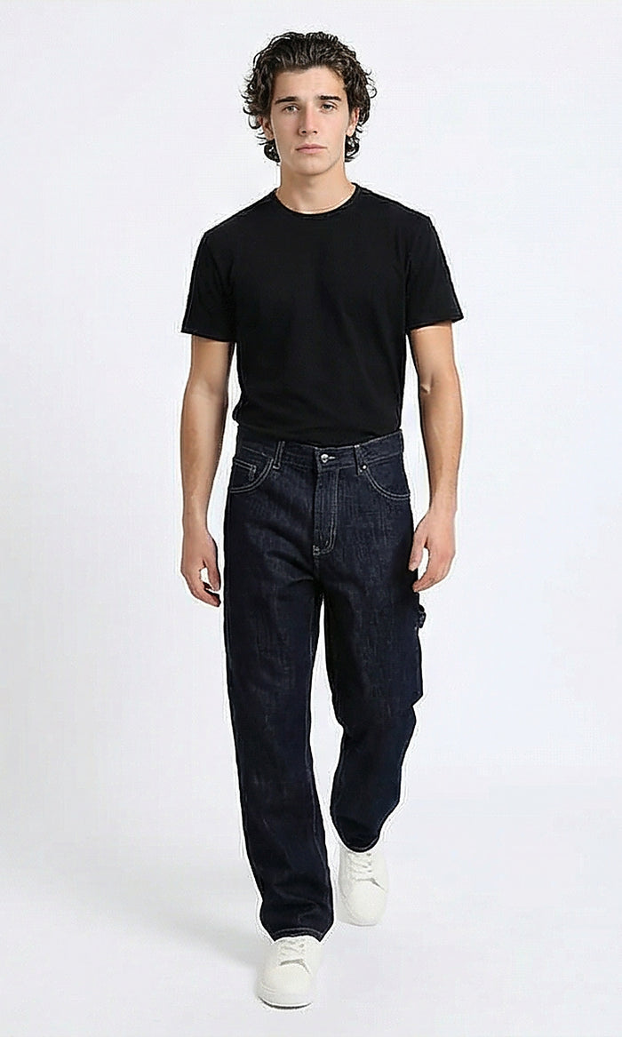R215621 - Regular Fit Casual Cotton Jeans - Dark Navy Blue