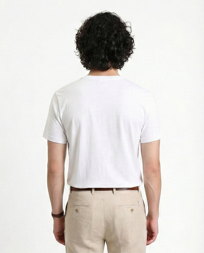 R215857 - Short Sleeves Textured Basic Tee - White