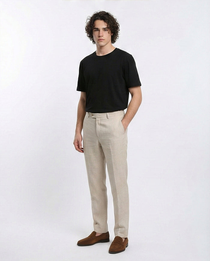R215858 - Elbow-Sleeves Cotton Relaxed Basic Tee - Black
