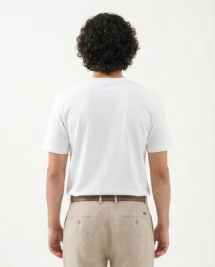 R215859 - Solid Crew Neck Short Sleeves Basic Tee - White