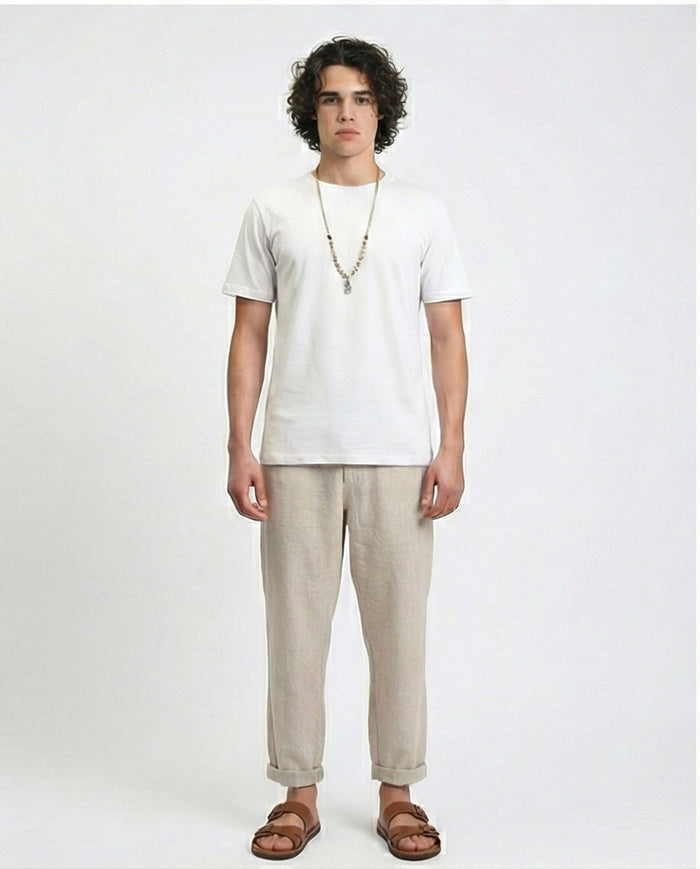 R215860 - Solid Crew Neck Short Sleeves Basic Tee - Light Grey