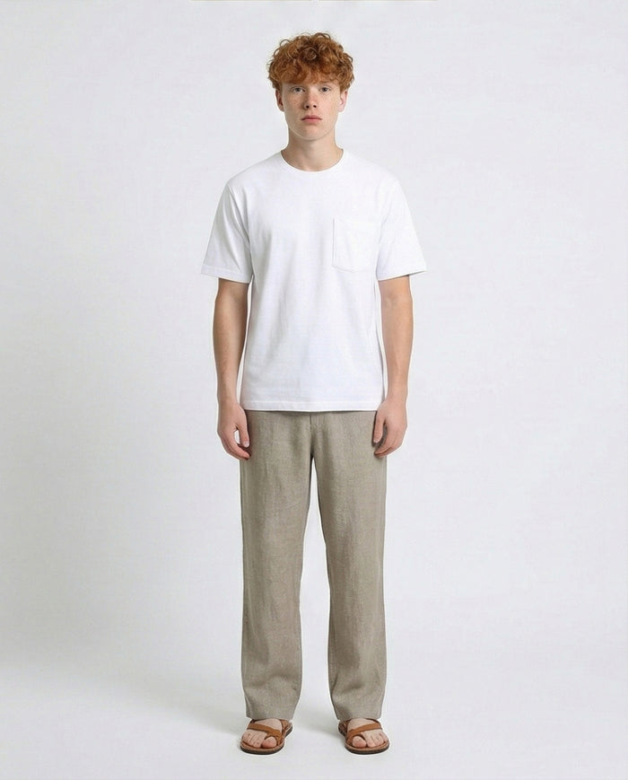 R215868 - Solid Basic Tee with Front Pocket - White