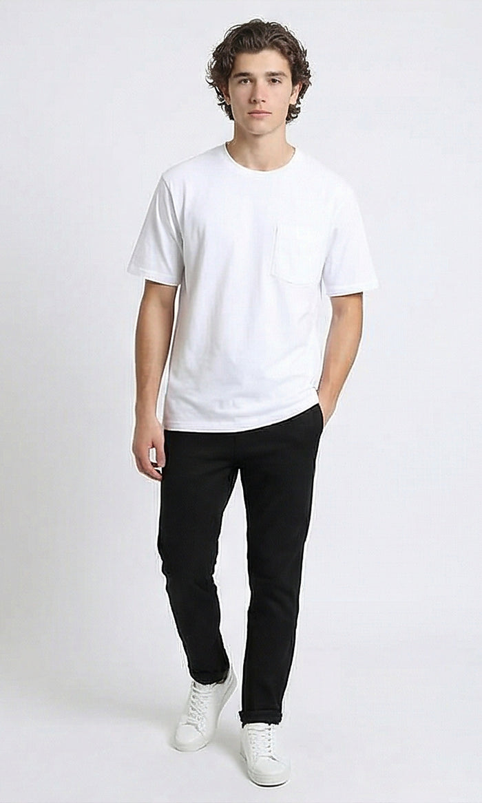R215868 - Solid Basic Tee with Front Pocket - White
