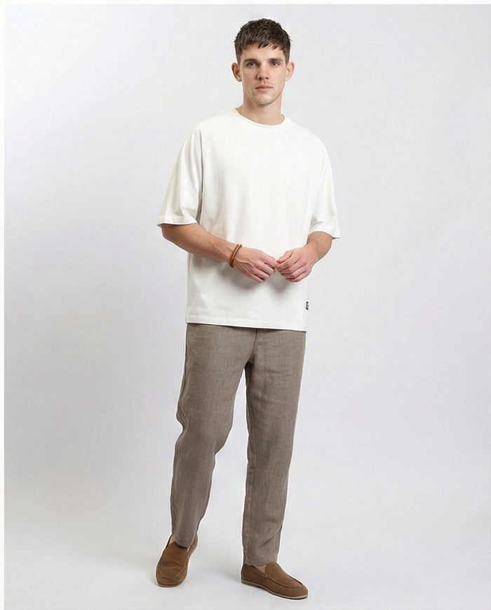 R215871 - Crew Neck Relaxed Fit Cotton Tee - White