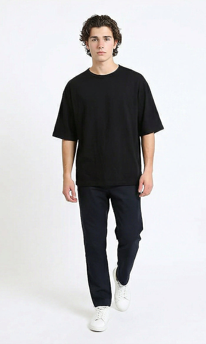 R215872 - Relaxed Fit Solid Summer Basic Tee - Black