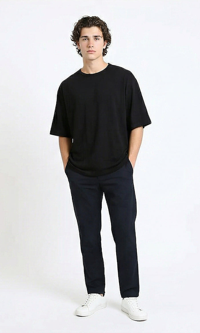R215872 - Relaxed Fit Solid Summer Basic Tee - Black